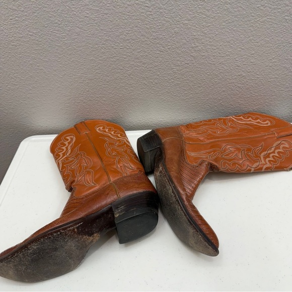 Vintage Justin Iguana/Lizard Cowboy Boots Mens Size 10 Western Style 8301 Tan - Picture 5 of 8